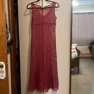 Vintage Y2K Burgundy Sheer Dress with Dots